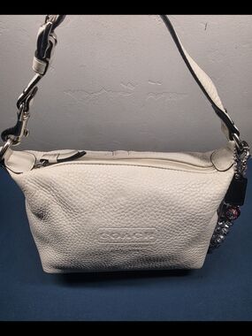 Coach White Pebbled Leather Mini Shoulder Hobo